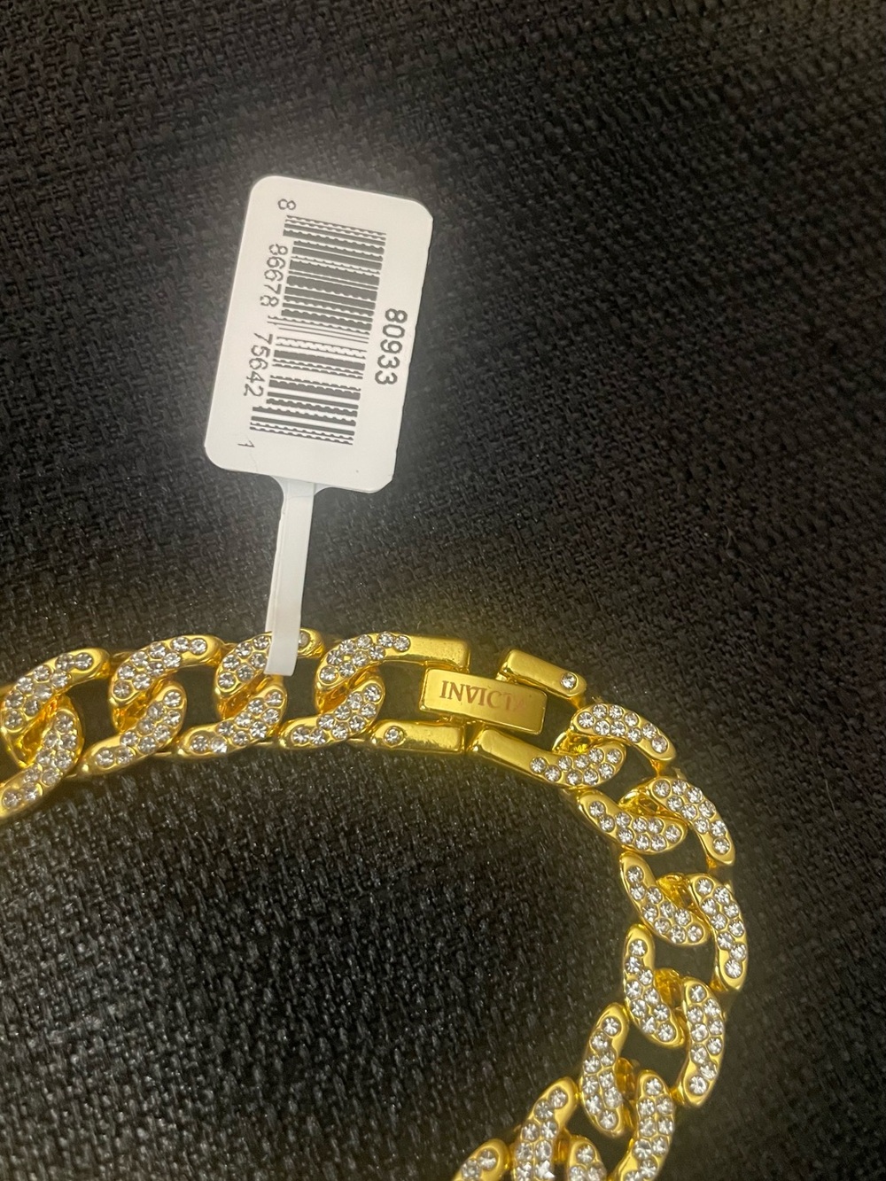 Invicta Men’s Gold-Tone Crystal Cuban Link Bracelet - NWT’s - Picture 2 of 7